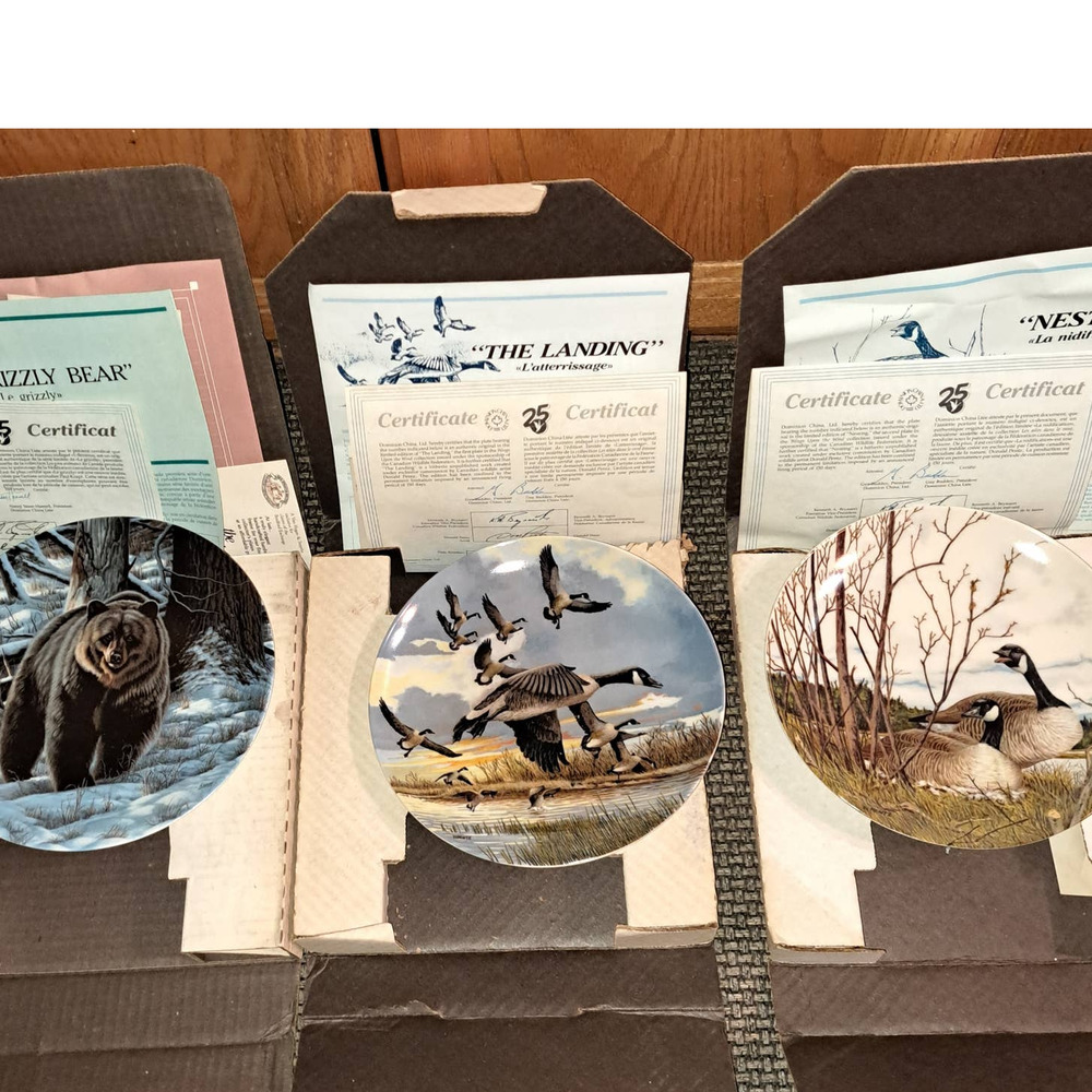 3 Display Plates by Dominion LTD Grizzly, Landing, Nesting COA/Box